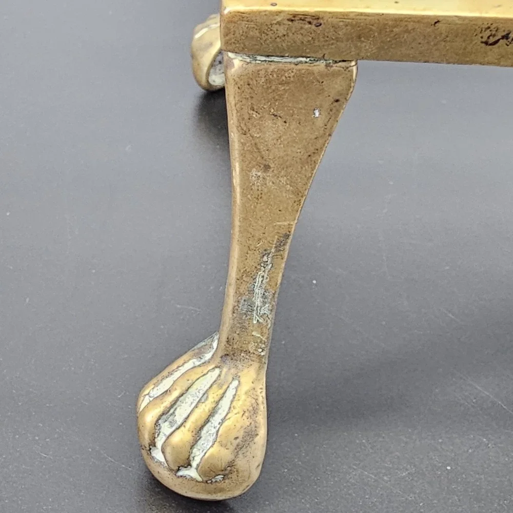 19th Century Victorian trivet, brass, bronze, galeon ship design, claw foot legs